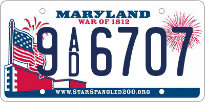 MD license plate 9AD6707