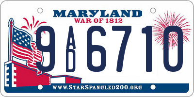 MD license plate 9AD6710