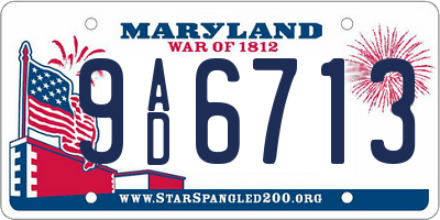 MD license plate 9AD6713