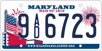 MD license plate 9AD6723