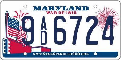 MD license plate 9AD6724