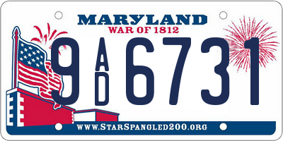 MD license plate 9AD6731