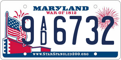MD license plate 9AD6732