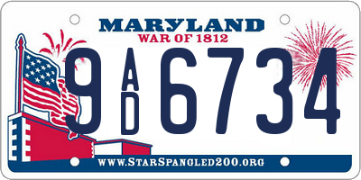 MD license plate 9AD6734