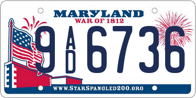 MD license plate 9AD6736