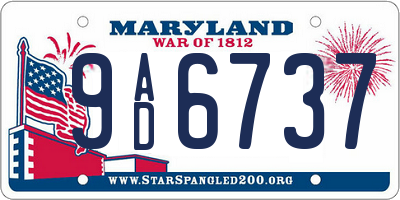MD license plate 9AD6737