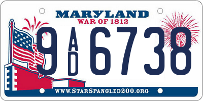 MD license plate 9AD6738
