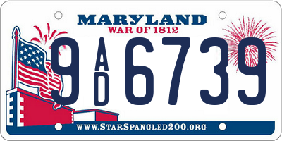 MD license plate 9AD6739