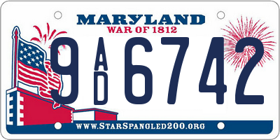 MD license plate 9AD6742