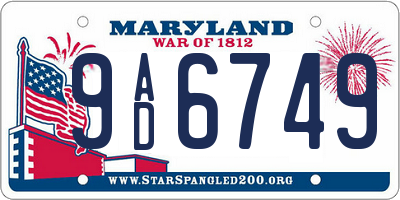 MD license plate 9AD6749