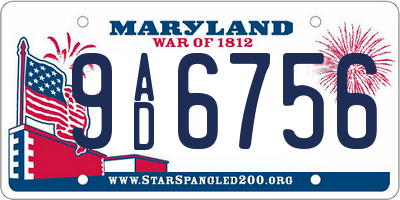 MD license plate 9AD6756