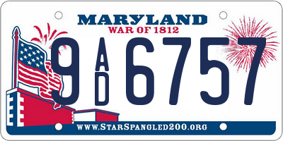 MD license plate 9AD6757