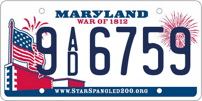 MD license plate 9AD6759