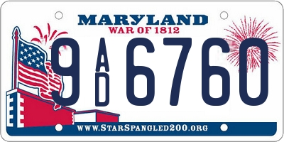 MD license plate 9AD6760