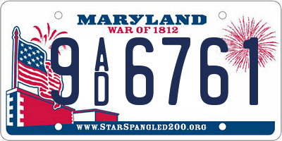 MD license plate 9AD6761