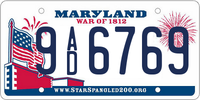 MD license plate 9AD6769