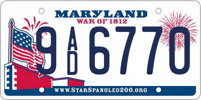MD license plate 9AD6770