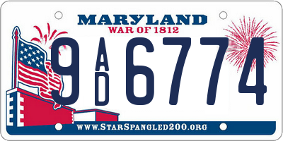 MD license plate 9AD6774