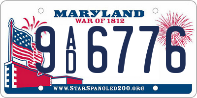 MD license plate 9AD6776