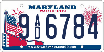 MD license plate 9AD6784