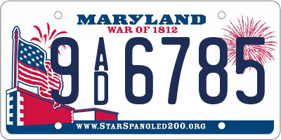 MD license plate 9AD6785