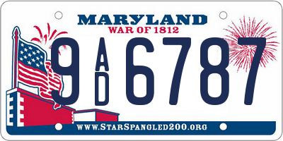 MD license plate 9AD6787