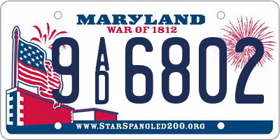 MD license plate 9AD6802
