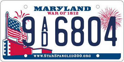 MD license plate 9AD6804