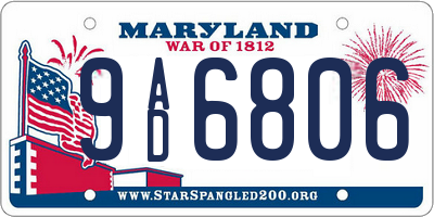 MD license plate 9AD6806