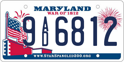 MD license plate 9AD6812