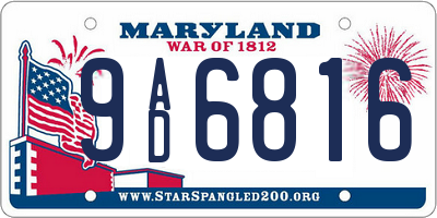 MD license plate 9AD6816
