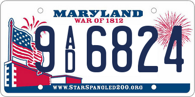 MD license plate 9AD6824