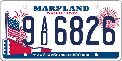 MD license plate 9AD6826
