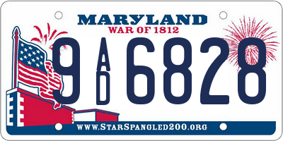 MD license plate 9AD6828