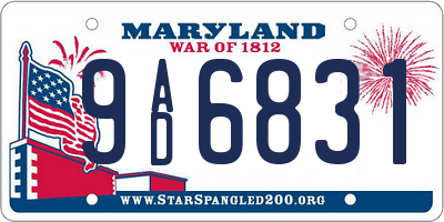 MD license plate 9AD6831
