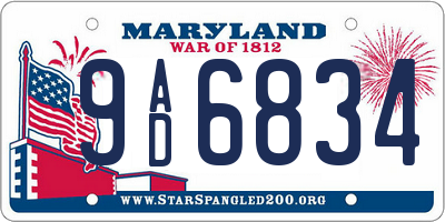 MD license plate 9AD6834