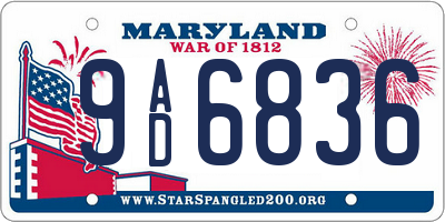 MD license plate 9AD6836