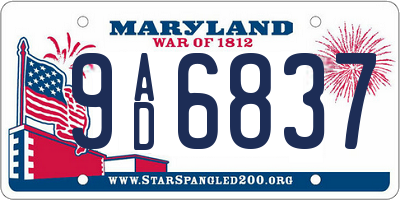 MD license plate 9AD6837