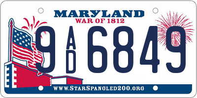 MD license plate 9AD6849
