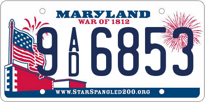 MD license plate 9AD6853