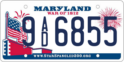MD license plate 9AD6855