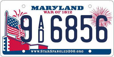 MD license plate 9AD6856