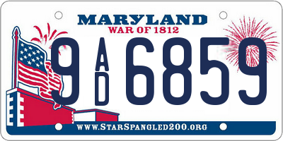 MD license plate 9AD6859