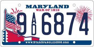 MD license plate 9AD6874