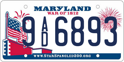 MD license plate 9AD6893