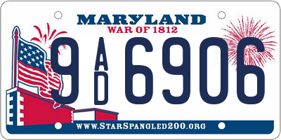 MD license plate 9AD6906