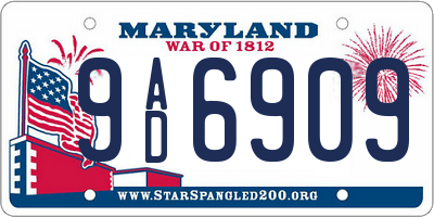MD license plate 9AD6909