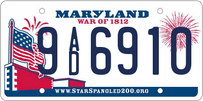 MD license plate 9AD6910