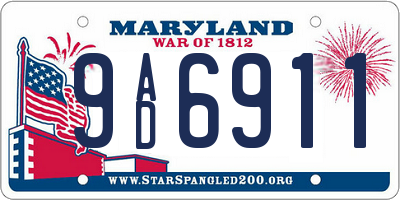 MD license plate 9AD6911