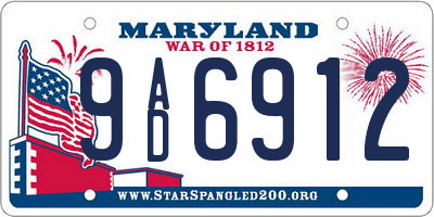 MD license plate 9AD6912
